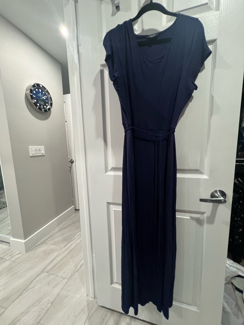 Simply Vera Vera Wang Navy Blue Maxi Dress with Tie Belt
